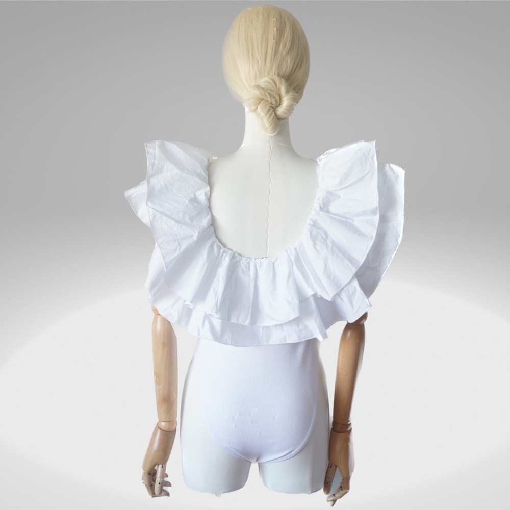 Zara Ruffled Rib white Bodysuit - Picture 6 of 11